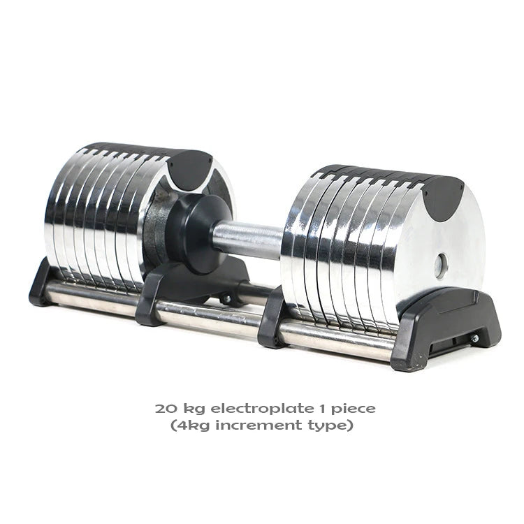Haltères électroplaqués, Haltères professionnels de fitness pour la gym, Rotation interne, Poids de 32 kg, Réglable, Augmentation de 4 kg, 2024