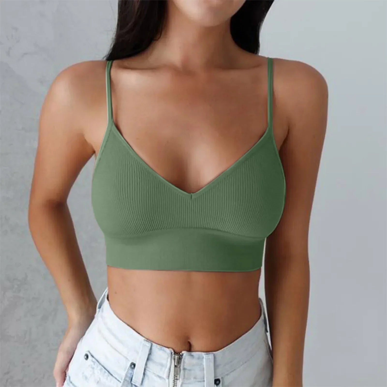 Hauts actifs pour femmes Soutien-gorge rembourré pour femmes Soutiens-gorge de sport pour pack de soutiens-gorge bandeau à col en V pour femmes filles Haut en coton pour femmes Pack de hauts