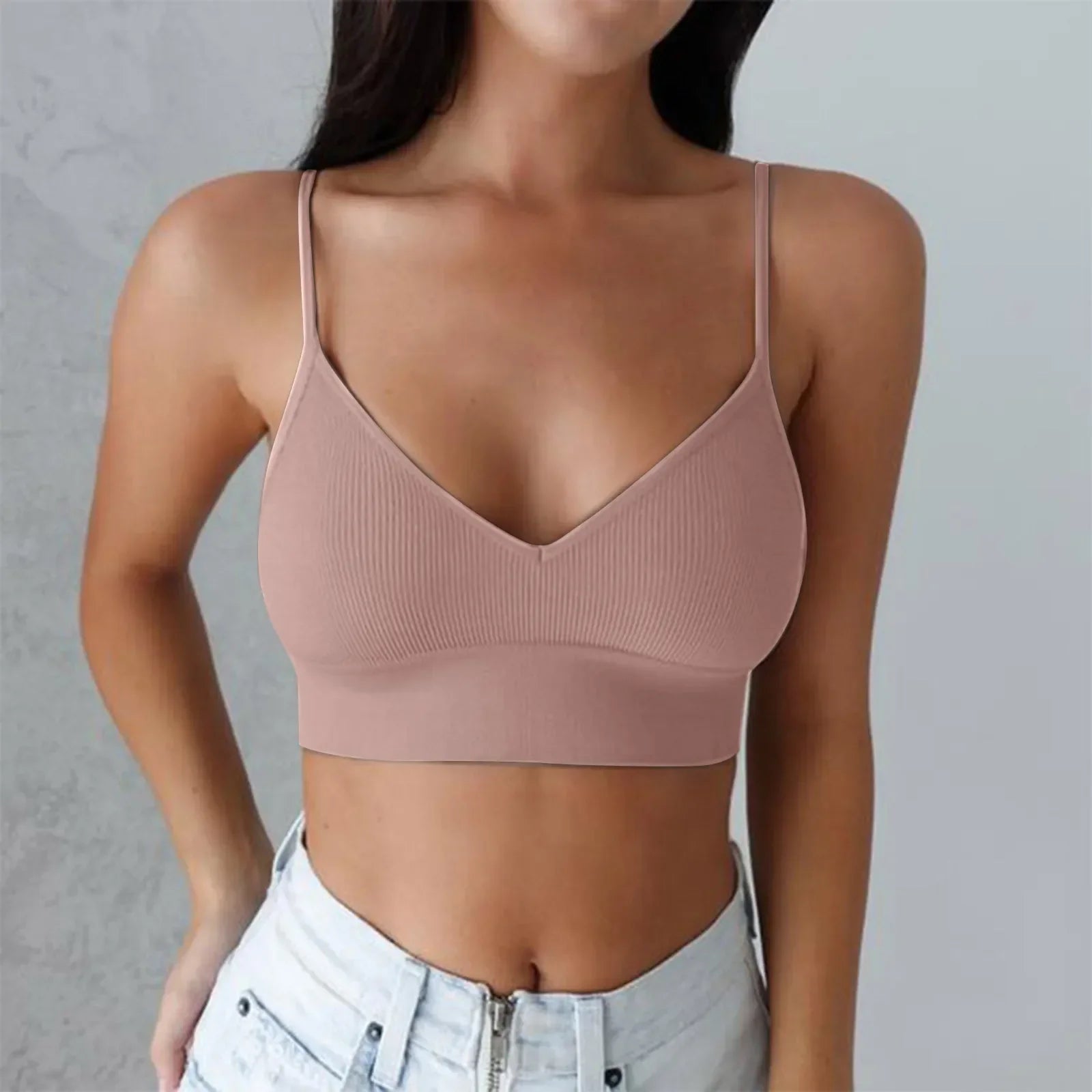 Hauts actifs pour femmes Soutien-gorge rembourré pour femmes Soutiens-gorge de sport pour pack de soutiens-gorge bandeau à col en V pour femmes filles Haut en coton pour femmes Pack de hauts