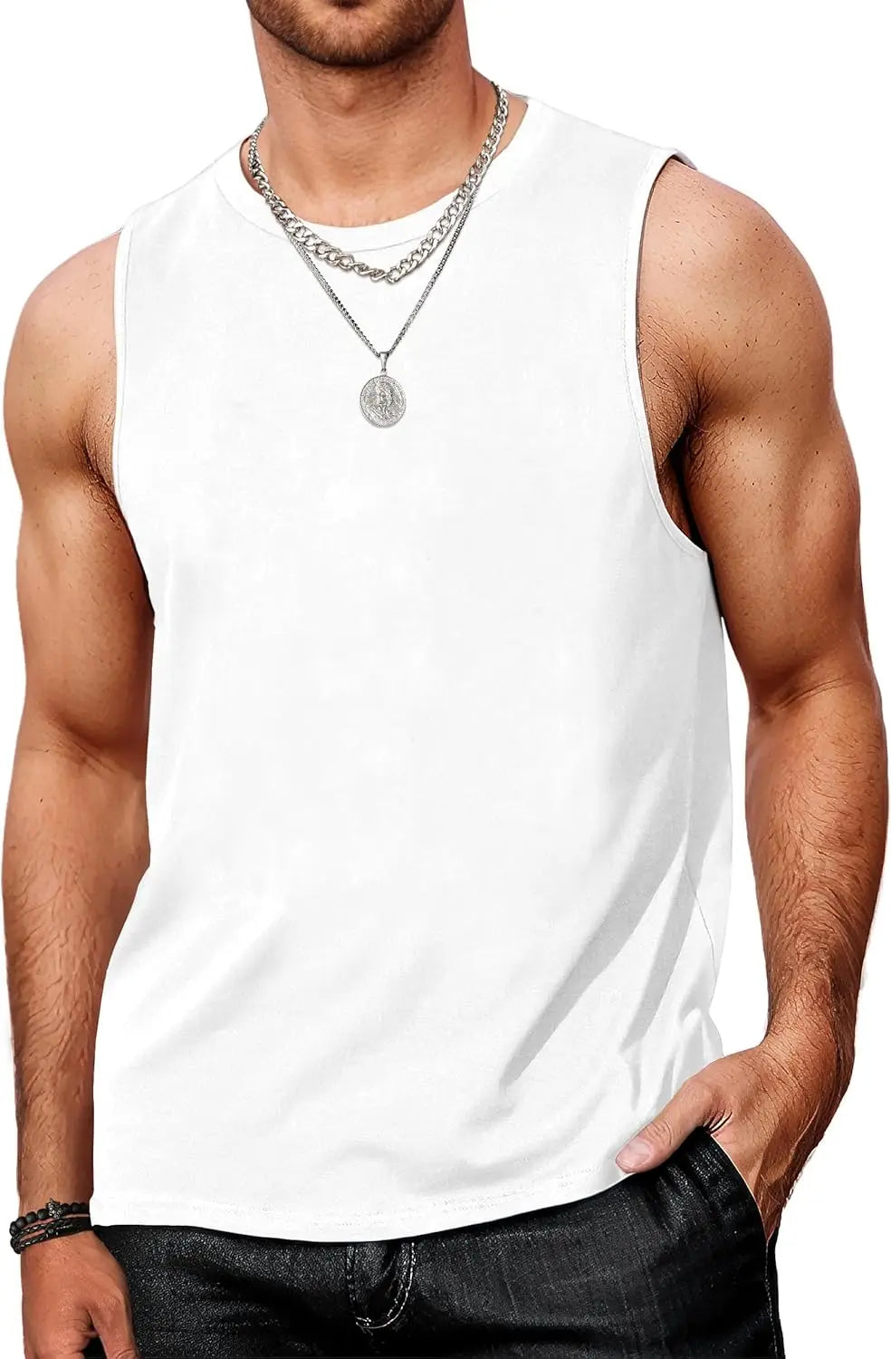 Débardeurs pour hommes, t-shirts d'entraînement sans manches, couleur unie, séchage rapide en polyester pour hommes, débardeurs de plage et t-shirts de sport d'été