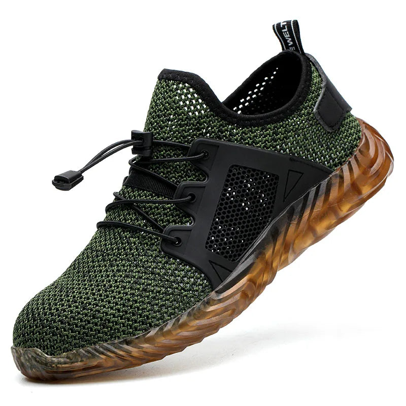 Chaussures de travail en maille pour hommes Baskets légères à embout en acier Bottes de travail indestructibles Chaussures de sécurité respirantes Bottes de travail de construction Chaussures