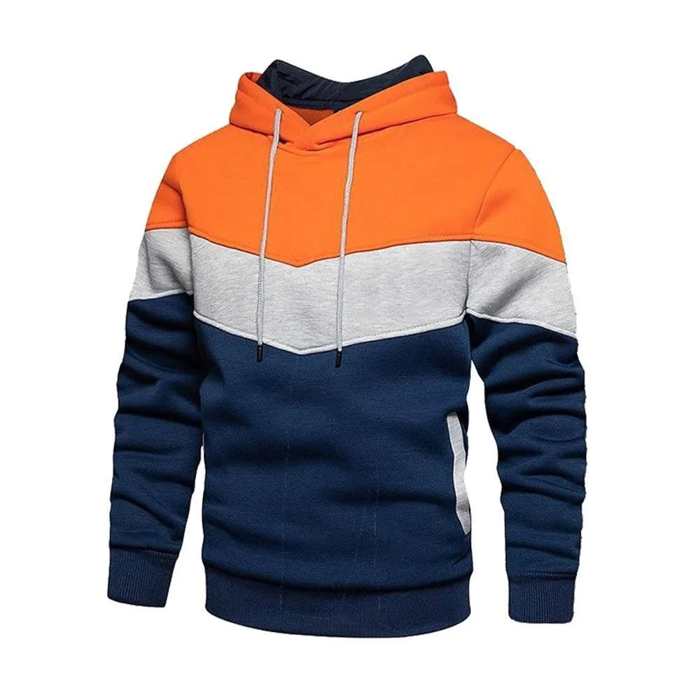 Sweat-shirt à capuche patchwork pour homme, pulls décontractés amples en molleton chaud, streetwear masculin, mode automne hiver, vêtements de sport d'extérieur
