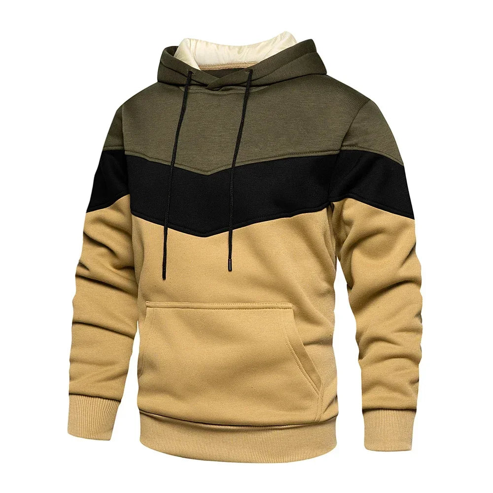 Sweat à capuche patchwork pour homme Vêtements à capuche décontractés amples en polaire chauds Streetwear Mode masculine Vêtements de sport d'automne et d'hiver