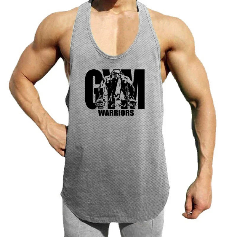 Débardeur de sport pour homme, vêtement de fitness, musculation, course, maillot de corps en maille, sans manches