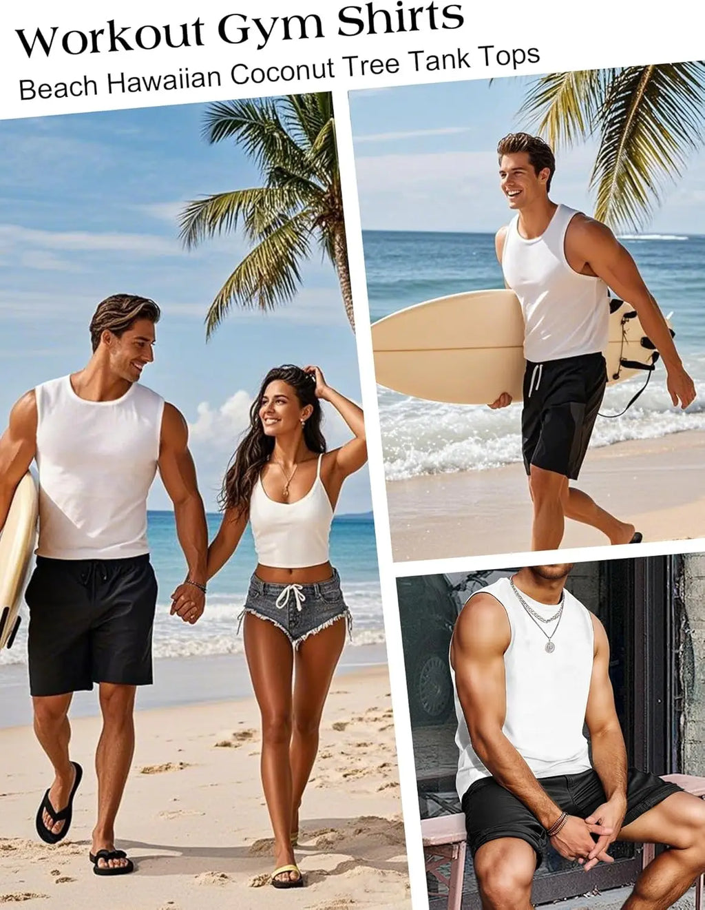 Débardeurs pour hommes, t-shirts d'entraînement sans manches, couleur unie, séchage rapide en polyester pour hommes, débardeurs de plage et t-shirts de sport d'été