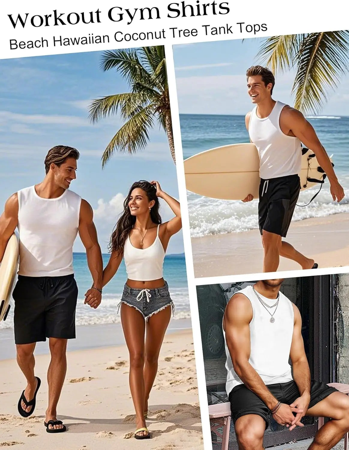 Débardeurs pour hommes, t-shirts d'entraînement sans manches, couleur unie, séchage rapide en polyester pour hommes, débardeurs de plage et t-shirts de sport d'été