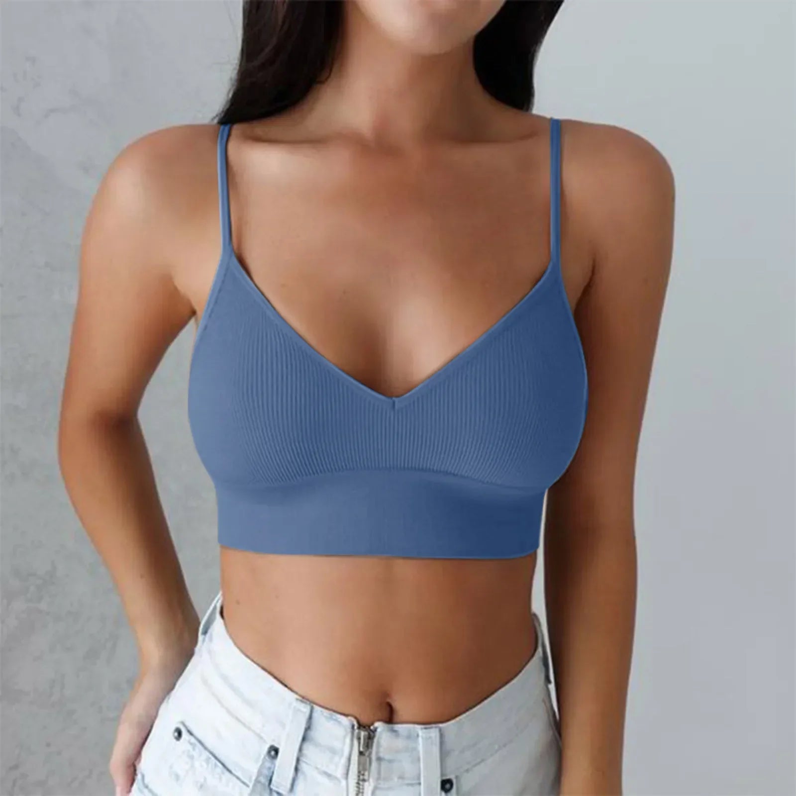 Hauts actifs pour femmes Soutien-gorge rembourré pour femmes Soutiens-gorge de sport pour pack de soutiens-gorge bandeau à col en V pour femmes filles Haut en coton pour femmes Pack de hauts