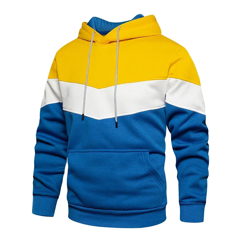 Sweat à capuche patchwork pour homme Vêtements à capuche décontractés amples en polaire chauds Streetwear Mode masculine Vêtements de sport d'automne et d'hiver