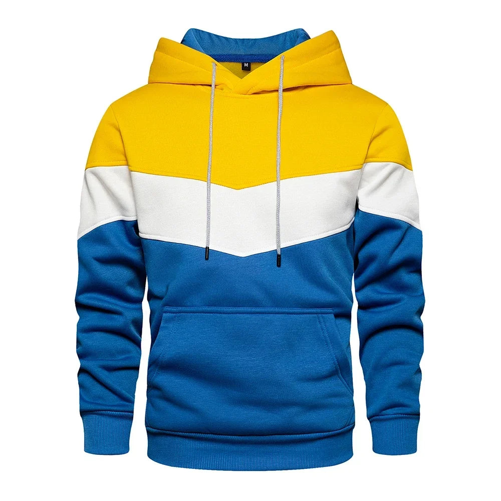 Sweat à capuche patchwork pour homme Vêtements à capuche décontractés amples en polaire chauds Streetwear Mode masculine Vêtements de sport d'automne et d'hiver