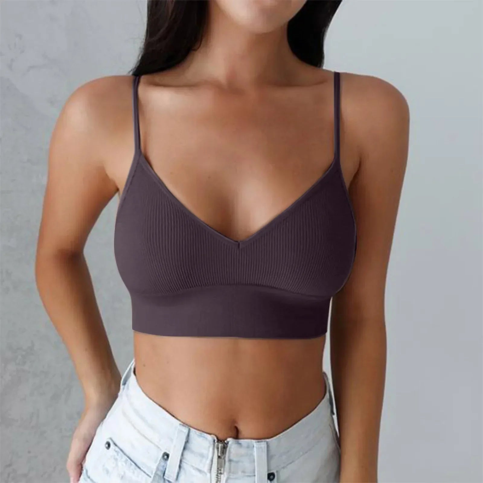 Hauts actifs pour femmes Soutien-gorge rembourré pour femmes Soutiens-gorge de sport pour pack de soutiens-gorge bandeau à col en V pour femmes filles Haut en coton pour femmes Pack de hauts