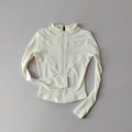 Veste de sport à manches longues pour femme, coupe ajustée, yoga, séchage rapide, cardigan zippé, col montant, course, fitness