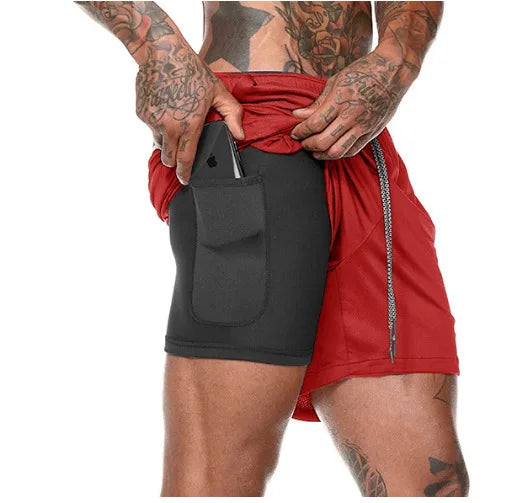 Short de sport pour homme, respirant, à double épaisseur 2 en 1, séchage rapide, pour la gym, le jogging, l'entraînement, coupe ajustée