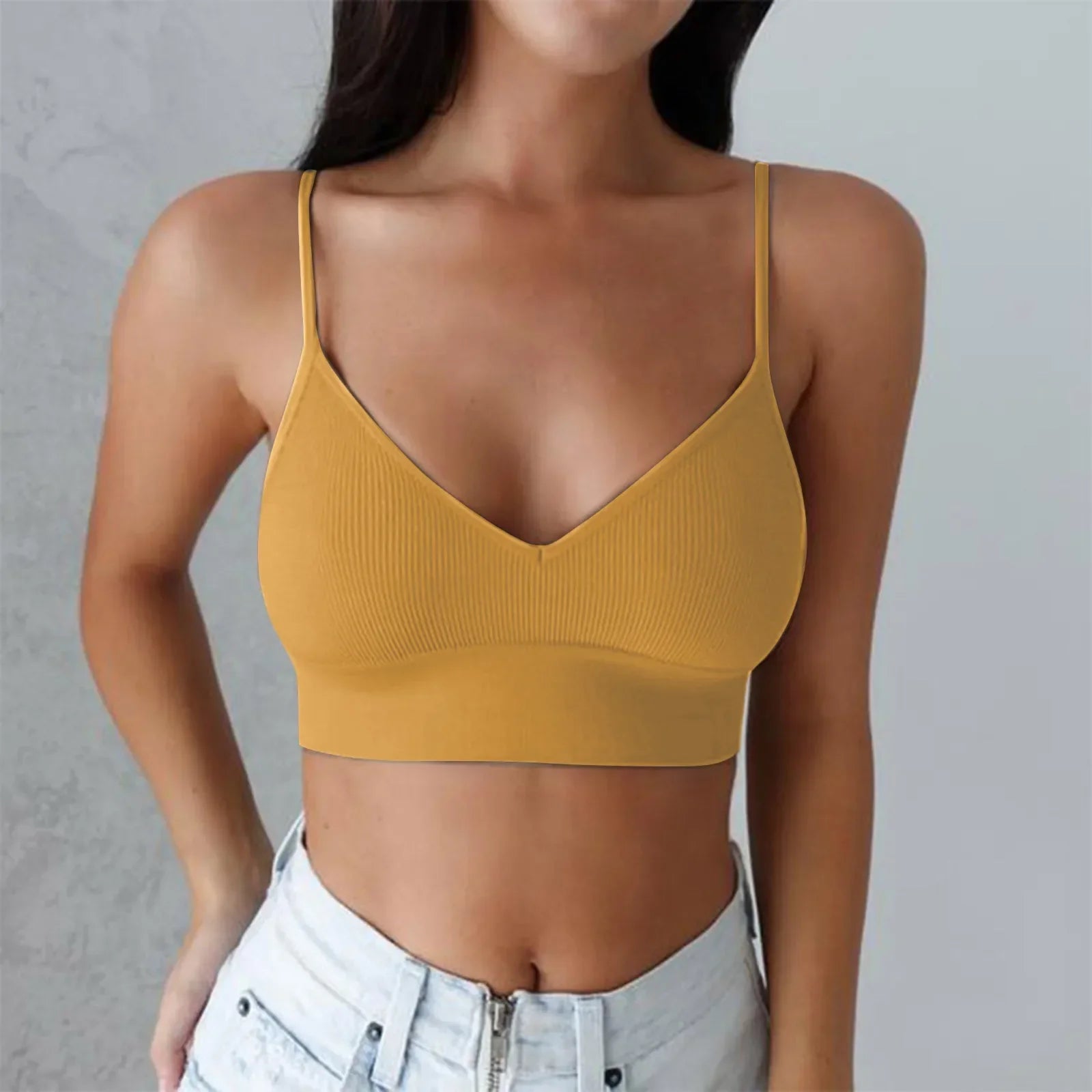 Hauts actifs pour femmes Soutien-gorge rembourré pour femmes Soutiens-gorge de sport pour pack de soutiens-gorge bandeau à col en V pour femmes filles Haut en coton pour femmes Pack de hauts