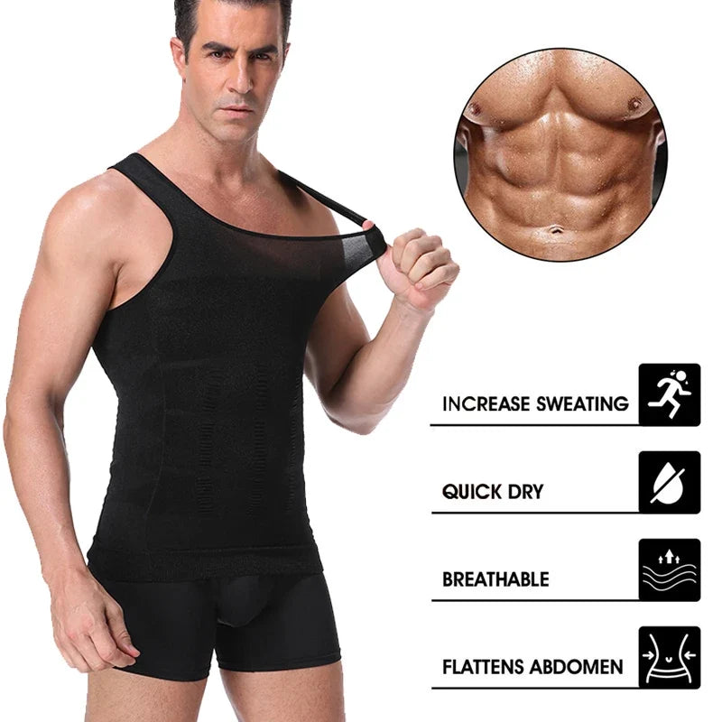 Gilet de Corps Amincissant Homme Débardeur Musculation Débardeurs Ventre Plat Maillots de Corps Débardeur Gainant Sous-vêtement Thermique Compression