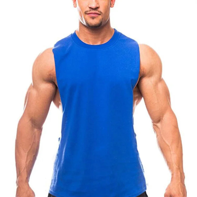 Débardeurs homme coupe débardeur côtés découpés emmanchures basses sans manches pour le sport, le fitness, le jogging en extérieur