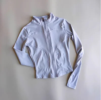 Veste de sport à manches longues pour femme, coupe ajustée, yoga, séchage rapide, cardigan zippé, col montant, course, fitness