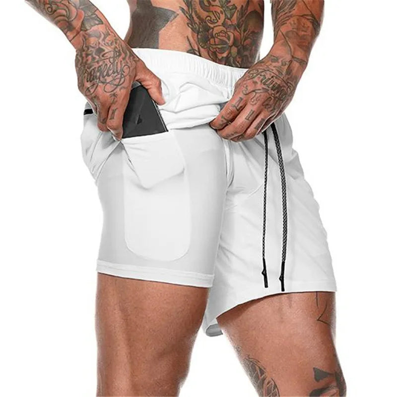 Short de sport pour homme, respirant, à double épaisseur 2 en 1, séchage rapide, pour la gym, le jogging, l'entraînement, coupe ajustée