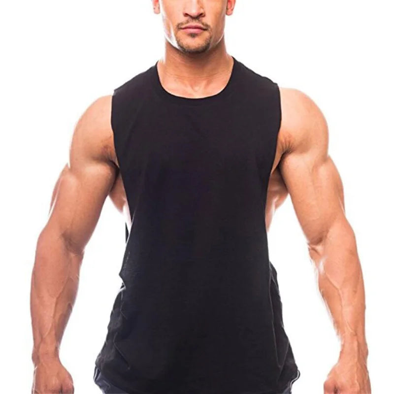 Débardeurs homme coupe débardeur côtés découpés emmanchures basses sans manches pour le sport, le fitness, le jogging en extérieur