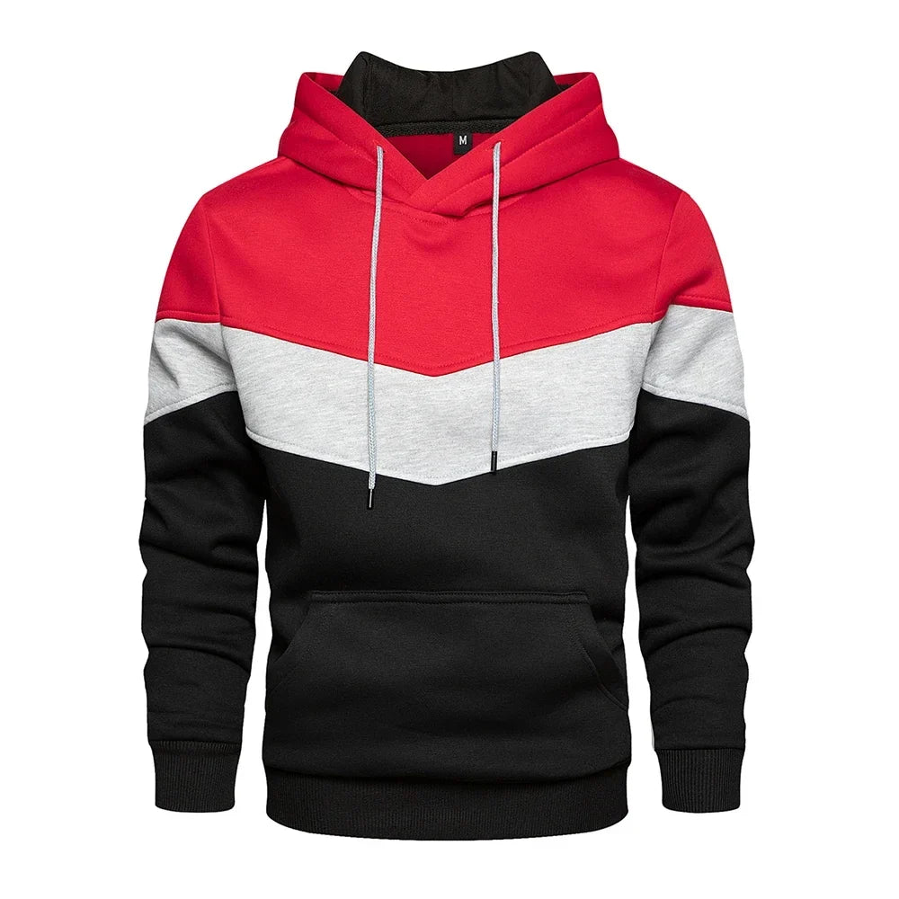 Sweat à capuche patchwork pour homme Vêtements à capuche décontractés amples en polaire chauds Streetwear Mode masculine Vêtements de sport d'automne et d'hiver