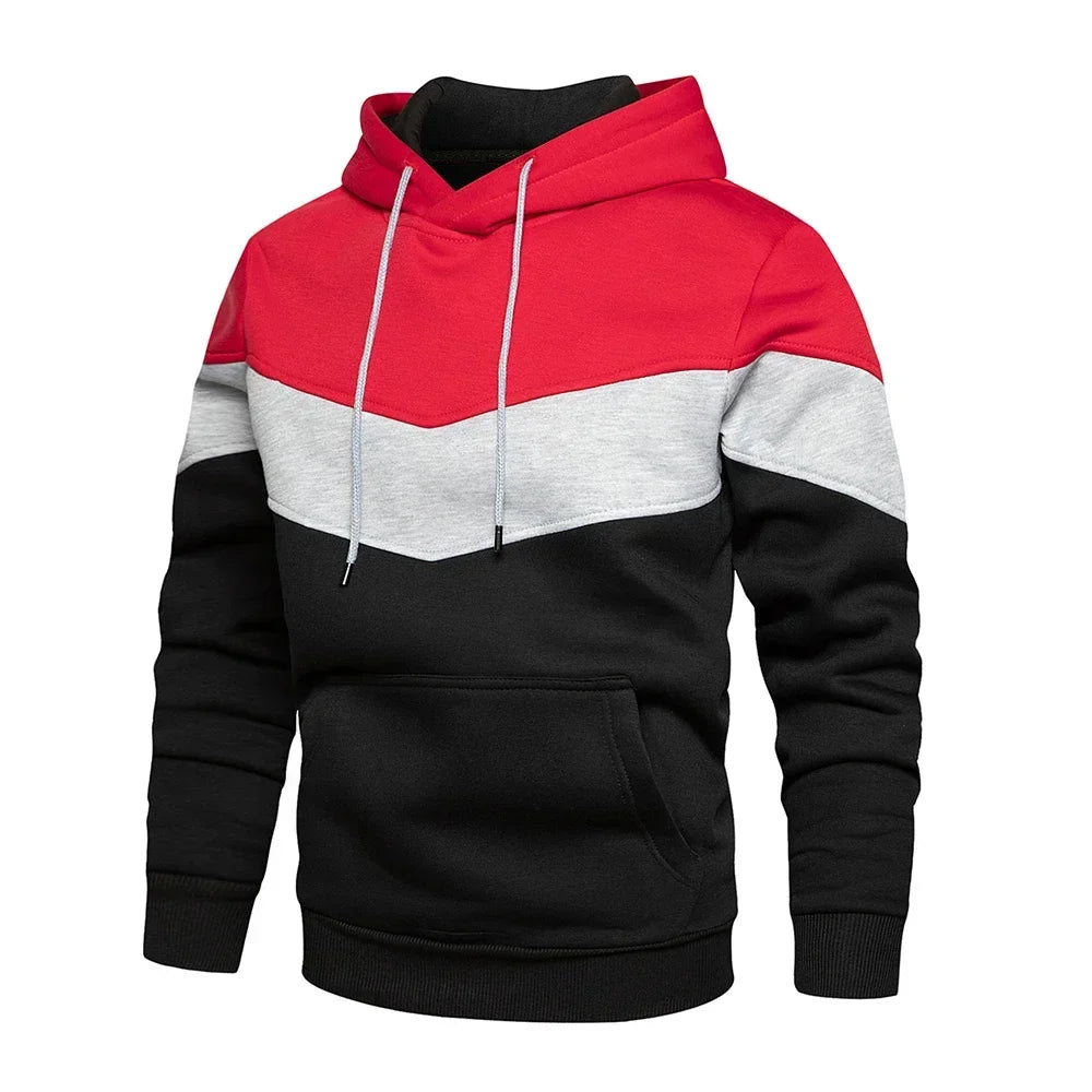 Sweat à capuche patchwork pour homme Vêtements à capuche décontractés amples en polaire chauds Streetwear Mode masculine Vêtements de sport d'automne et d'hiver