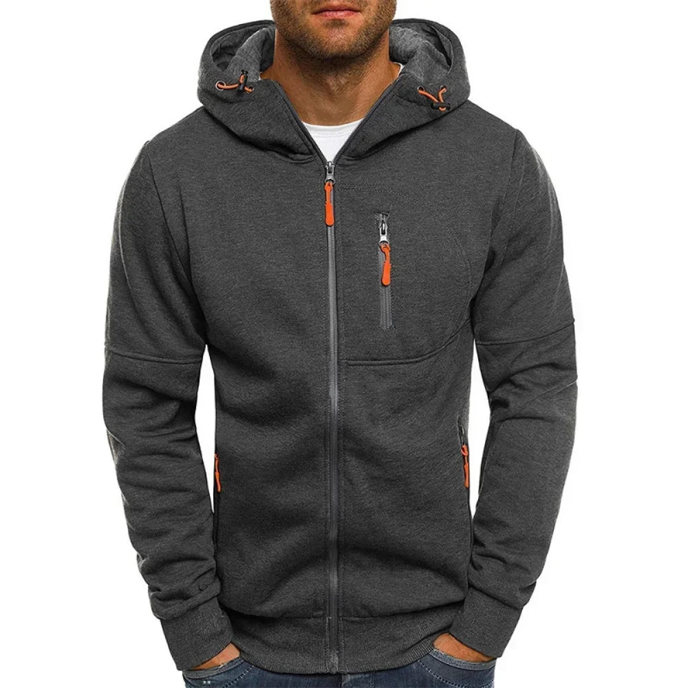 Hoodies Hommes Sweat-shirt à Manches Longues à Fermeture Éclair Sweat à Capuche pour Hommes Vêtements de Sport Coupe Ajustée Veste Décontractée