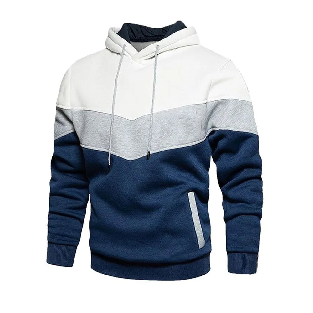 Sweat-shirt à capuche patchwork pour homme, pulls décontractés amples en molleton chaud, streetwear masculin, mode automne hiver, vêtements de sport d'extérieur
