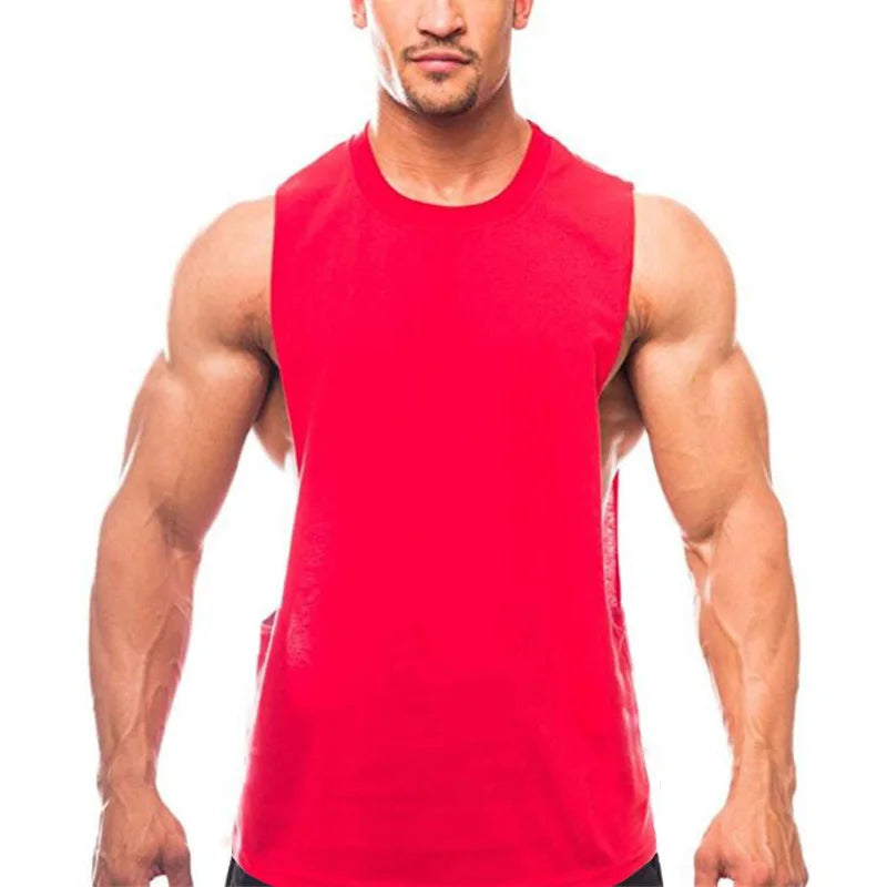 Débardeurs homme coupe débardeur côtés découpés emmanchures basses sans manches pour le sport, le fitness, le jogging en extérieur