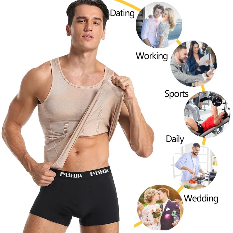 Gilet de Corps Amincissant Homme Débardeur Musculation Débardeurs Ventre Plat Maillots de Corps Débardeur Gainant Sous-vêtement Thermique Compression