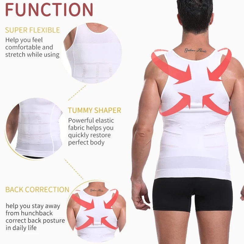 Gilet de Corps Amincissant Homme Débardeur Musculation Débardeurs Ventre Plat Maillots de Corps Débardeur Gainant Sous-vêtement Thermique Compression