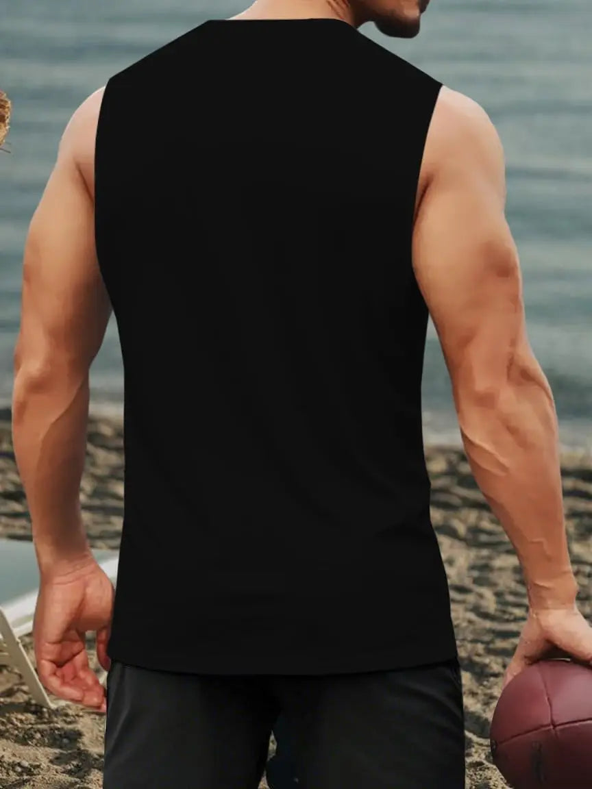 Débardeurs pour hommes, t-shirts d'entraînement sans manches, couleur unie, séchage rapide en polyester pour hommes, débardeurs de plage et t-shirts de sport d'été