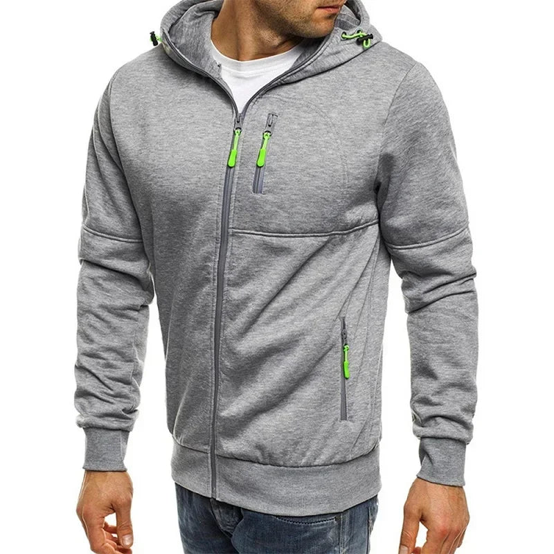 Hoodies Hommes Sweat-shirt à Manches Longues à Fermeture Éclair Sweat à Capuche pour Hommes Vêtements de Sport Coupe Ajustée Veste Décontractée