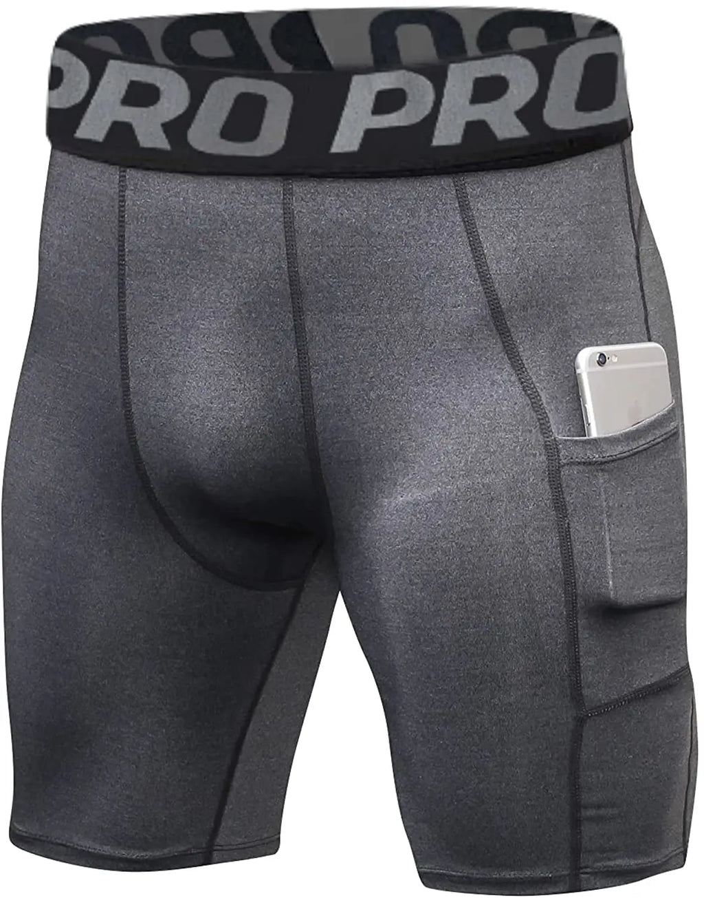 Shorts de sport pour hommes avec poches Leggings de compression d'entraînement pour hommes Caleçons en polyester pour hommes Collants athlétiques de course de basket-ball