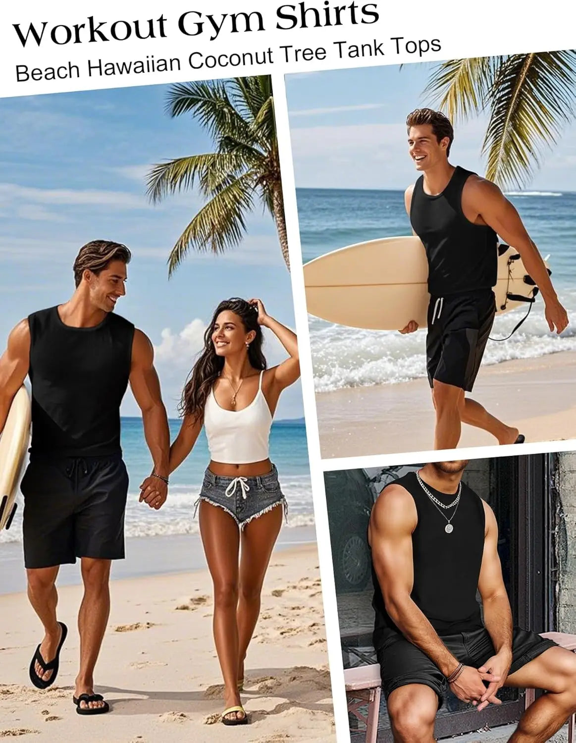 Débardeurs pour hommes, t-shirts d'entraînement sans manches, couleur unie, séchage rapide en polyester pour hommes, débardeurs de plage et t-shirts de sport d'été
