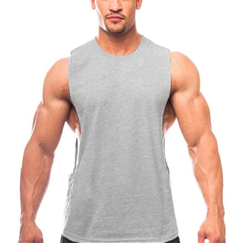 Débardeurs homme coupe débardeur côtés découpés emmanchures basses sans manches pour le sport, le fitness, le jogging en extérieur