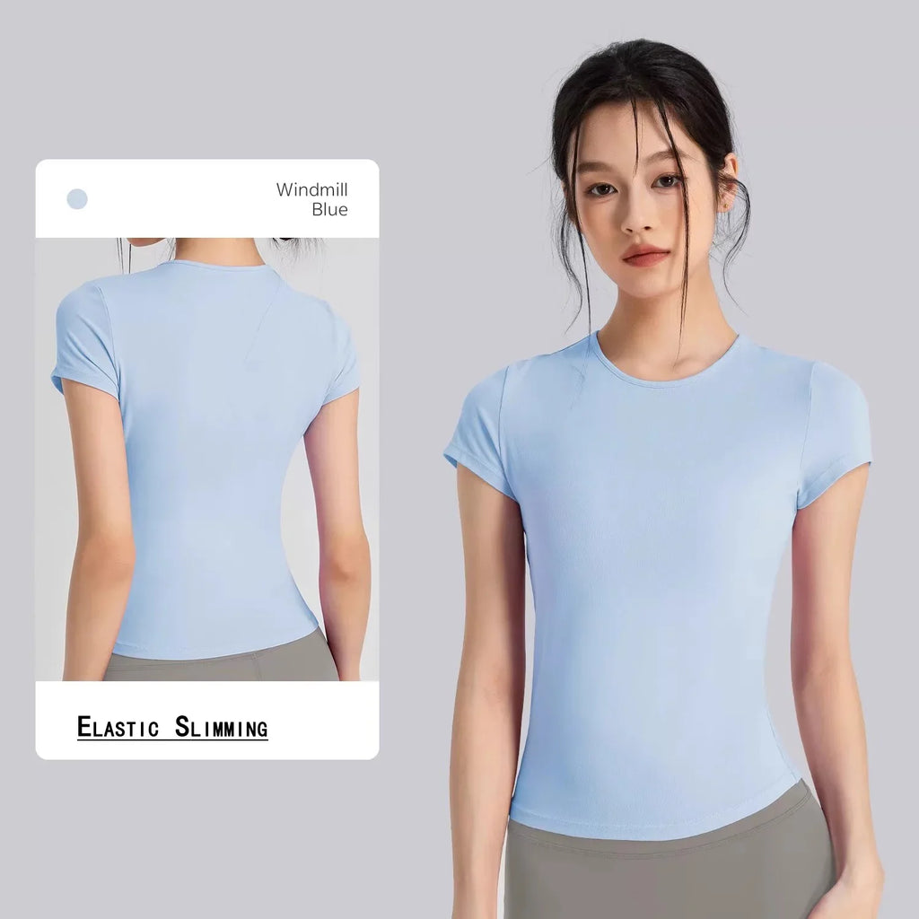 T-shirt de sport d'extérieur pour femmes, yoga, fitness, course à séchage rapide, entraînement, vêtements de sport pour femmes, vêtements d'exercice