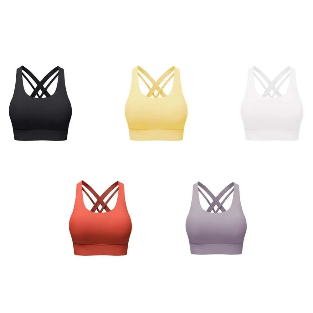 Soutien-gorge de sport confortable pour le yoga, brassière à bonnets fixes, débardeur, sous-vêtement de fitness sans couture, absorbant la transpiration, pour femme