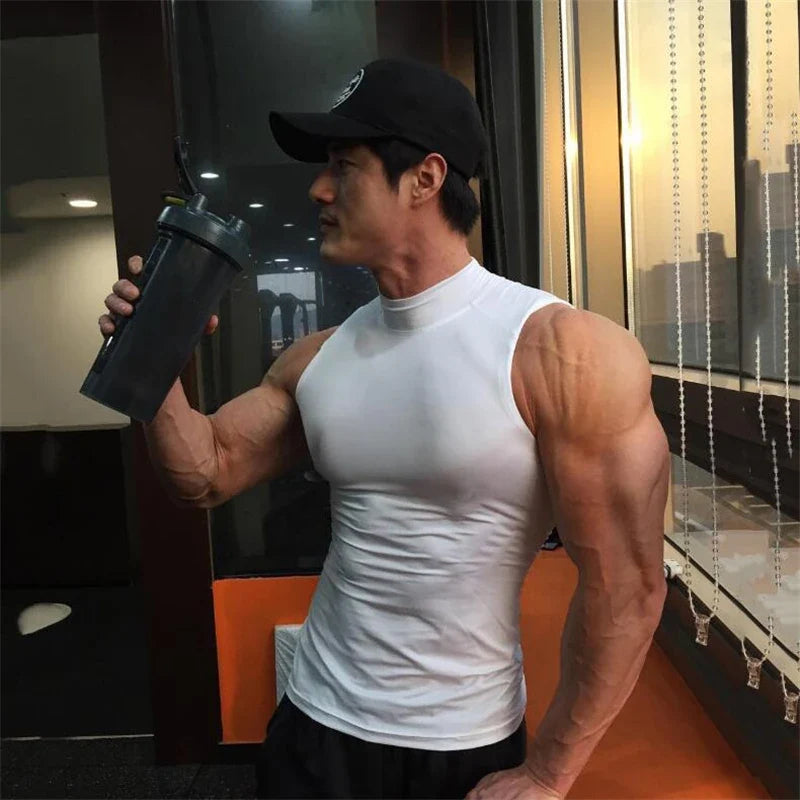 Débardeurs de compression de sport sans manches pour hommes, haut de musculation moulant, vêtements de fitness, gilets de sport pour hommes, débardeurs de musculation