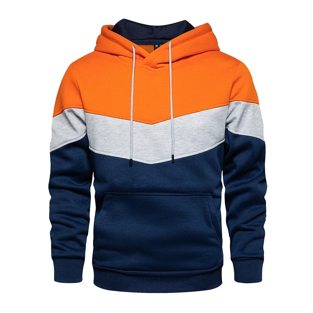 Sweat à capuche patchwork pour homme Vêtements à capuche décontractés amples en polaire chauds Streetwear Mode masculine Vêtements de sport d'automne et d'hiver